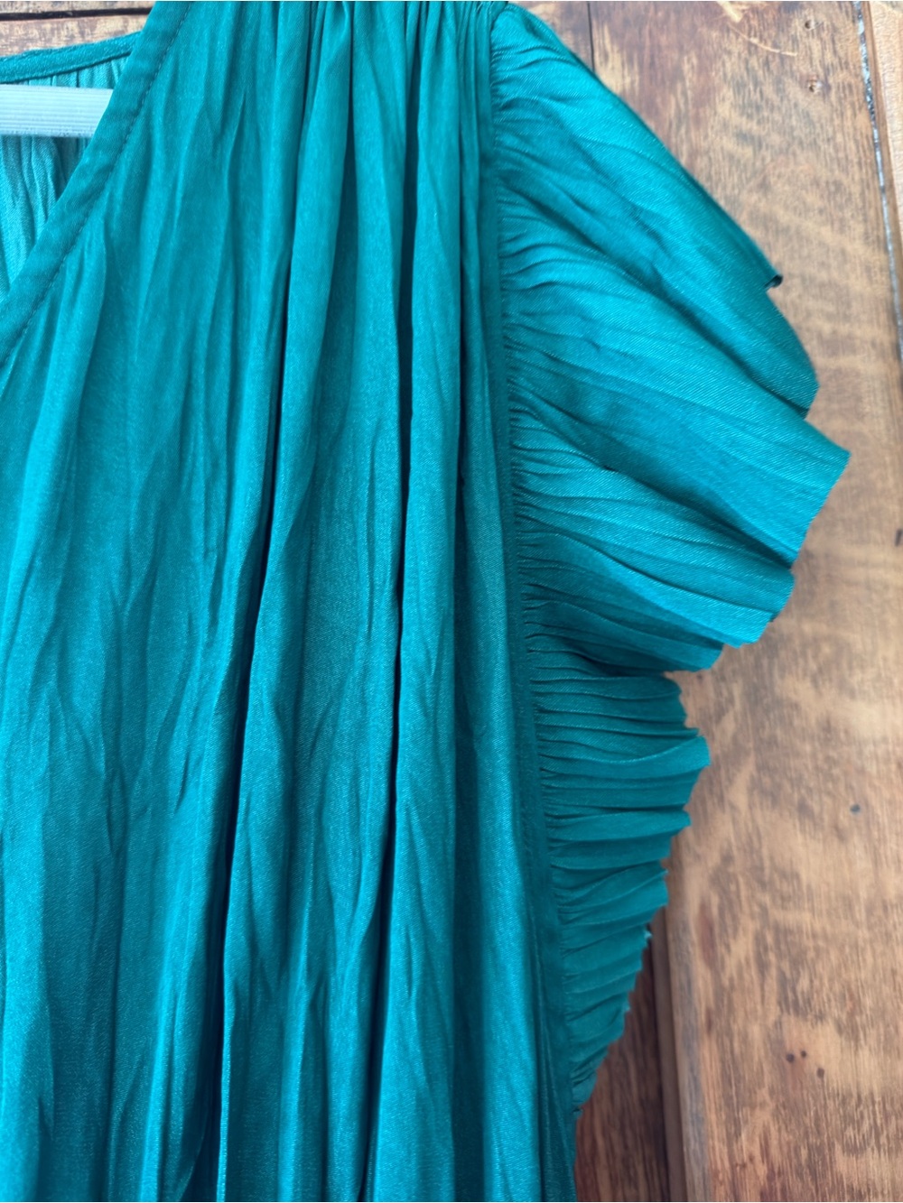 Anthropologie Green Pleated Maxi Dress - Picture 3 of 5